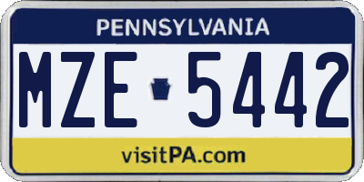 PA license plate MZE5442