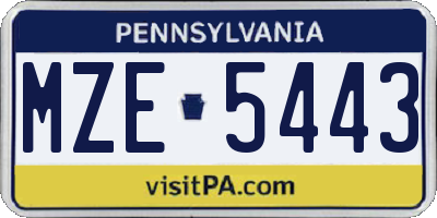 PA license plate MZE5443
