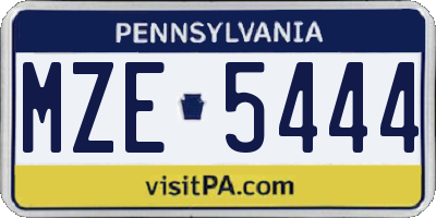 PA license plate MZE5444