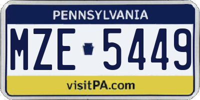 PA license plate MZE5449