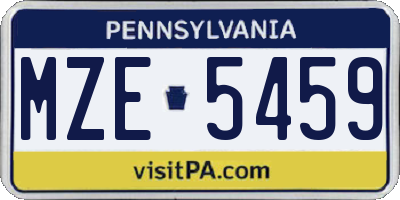PA license plate MZE5459