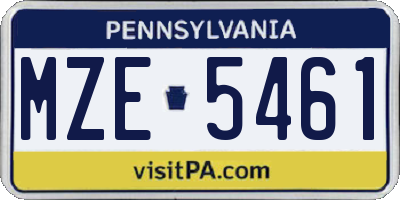 PA license plate MZE5461