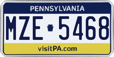 PA license plate MZE5468