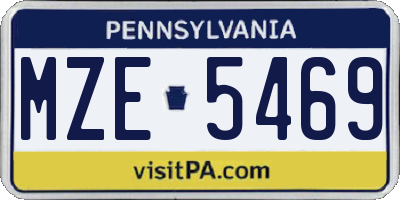 PA license plate MZE5469