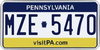 PA license plate MZE5470