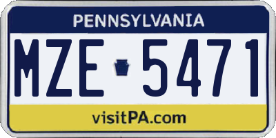 PA license plate MZE5471