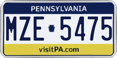 PA license plate MZE5475