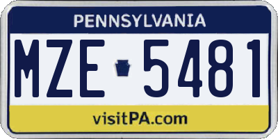 PA license plate MZE5481