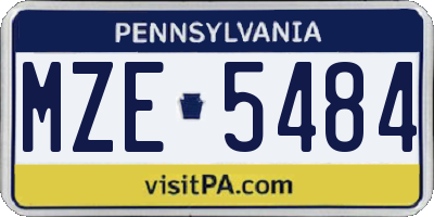 PA license plate MZE5484