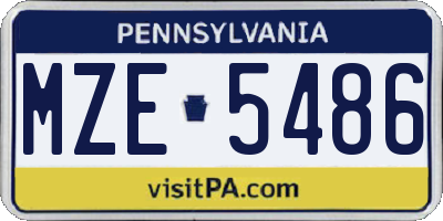 PA license plate MZE5486