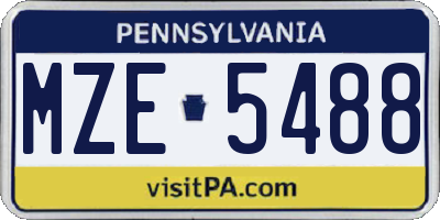 PA license plate MZE5488
