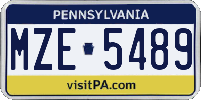 PA license plate MZE5489
