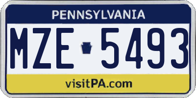 PA license plate MZE5493