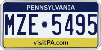 PA license plate MZE5495