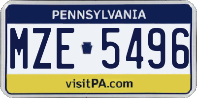 PA license plate MZE5496