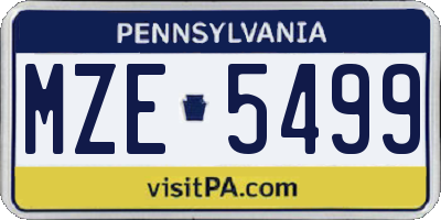 PA license plate MZE5499