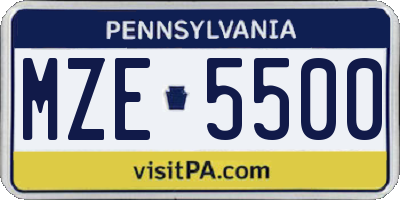 PA license plate MZE5500