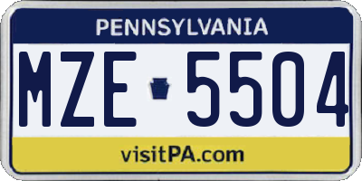 PA license plate MZE5504