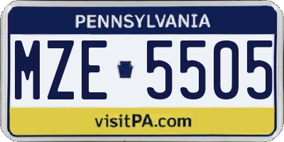 PA license plate MZE5505