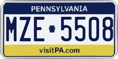 PA license plate MZE5508