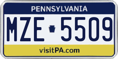 PA license plate MZE5509