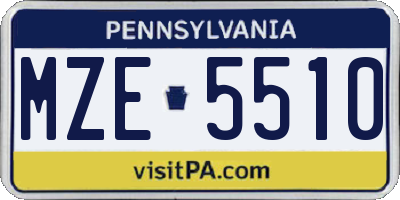 PA license plate MZE5510
