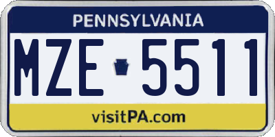 PA license plate MZE5511