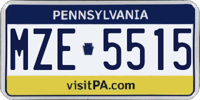 PA license plate MZE5515