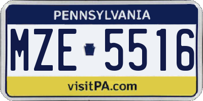 PA license plate MZE5516