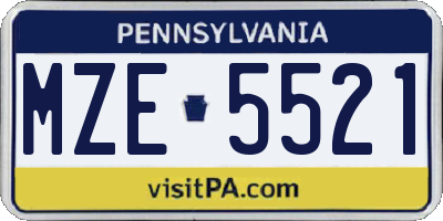 PA license plate MZE5521