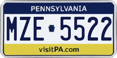 PA license plate MZE5522
