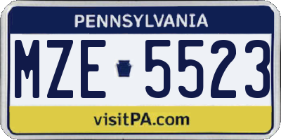 PA license plate MZE5523