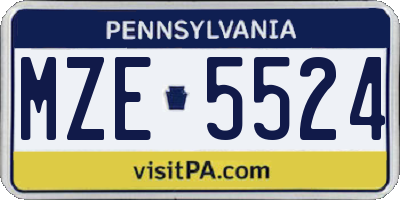 PA license plate MZE5524