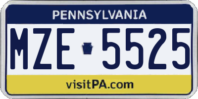 PA license plate MZE5525