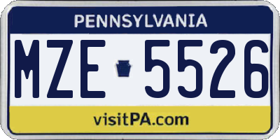 PA license plate MZE5526
