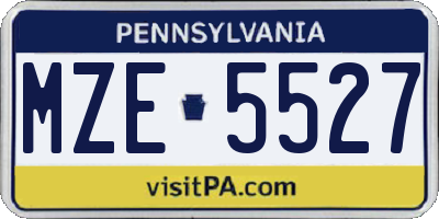 PA license plate MZE5527