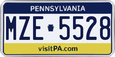 PA license plate MZE5528
