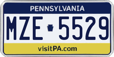 PA license plate MZE5529