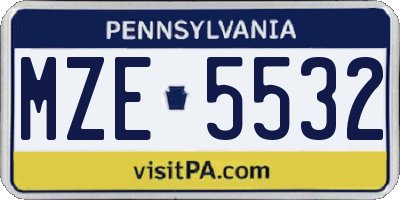 PA license plate MZE5532
