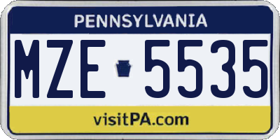 PA license plate MZE5535