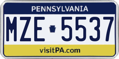 PA license plate MZE5537