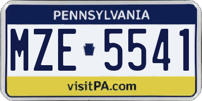PA license plate MZE5541