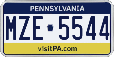PA license plate MZE5544