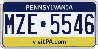 PA license plate MZE5546