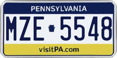 PA license plate MZE5548