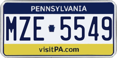 PA license plate MZE5549
