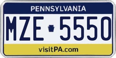 PA license plate MZE5550