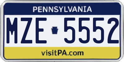 PA license plate MZE5552