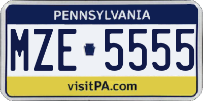 PA license plate MZE5555