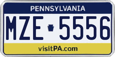 PA license plate MZE5556